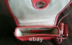 COACHPurse E126919914 Dinky Penny Flap Crossbody Shoulder Bag Coral Red Leather