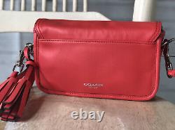 COACH Dinky Penny Flap Crossbody Shoulder Bag Turn Lock CORAL RED Leather 19914