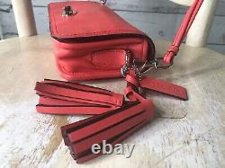 COACH Dinky Penny Flap Crossbody Shoulder Bag Turn Lock CORAL RED Leather 19914