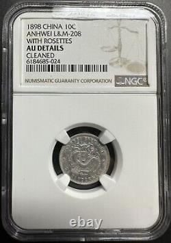 China 1898 Anhwei Silver Coin 10 Cents NGC AU Details