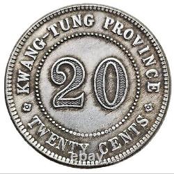 China 1920 Year 9 Kwangtung Province 2 Jiao / 20 Cents Silver Coin PM0729