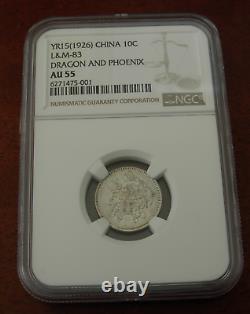 China 1926 Silver 10 Cents NGC AU55 L&M-83 Dragon and Phoenix
