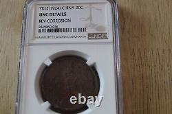 China 20 Cent Year 13 1924 Ngc Unc Details. Scarce