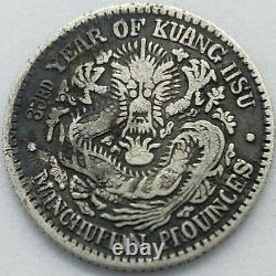 China Empire Manchurian 1907 Yr 33 10C Cents Silver Coin Scarce
