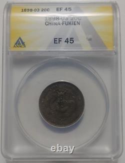 China FUKIEN (1896-03) 20 Cents LM-296 ANACS EF45 silver coin