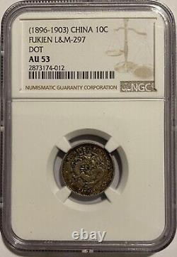 China Fukien nd(1896-03) LM-297 Dot Silver 10 Cents NGC AU53
