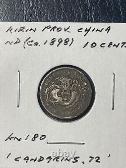 China Kirin Province 1898, 10 Cents Silver Km 180. Very Scarce