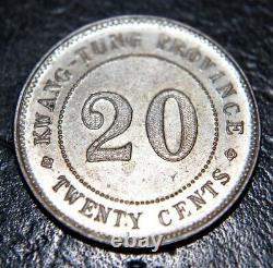 China Kwangtung 1922, 20 Cents AU++++, wrong weigh 4.67g RARE, RARE