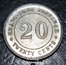 China Kwangtung 1922, 20 Cents AU++++, wrong weigh 4.67g RARE, RARE