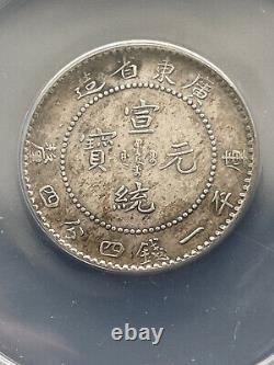 China Kwangtung Province 1909-1911 Silver 20 cents ANACS certified AU 50 Detail