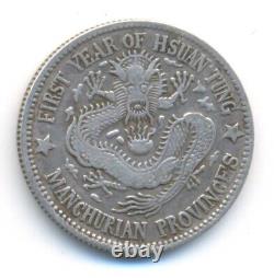 China Manchurian Provinces Hsuan-t'ung Silver 20 Cents Yr. 1 (1910) VF+ KM Y#213