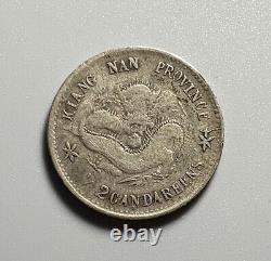 China Qing Dynasty Kiangnan 10 Cent Dragon Silver Coin