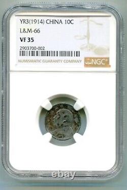 China Republic 10 cents 1914 year 3 NGC VF 35 L&M 66 lotjul5441