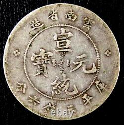 China Yunnan 1908 50 Cents 3 Mace and 6 Candareens, Dragon Silver Coin