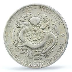 China Yunnan 50 cents Guangxu Dragon Y-253 VF PCGS silver coin ND 1908