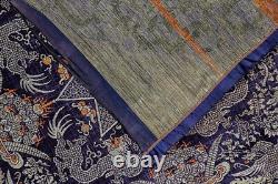 Chinese antique brocaded silk and silver thread 18/19th cent. 38in square 97cm