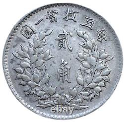 #E8215 CHINA 20 cents / 2 jiao Silver 1914 Yuan Shikai -Y# 327, Kann# 657
