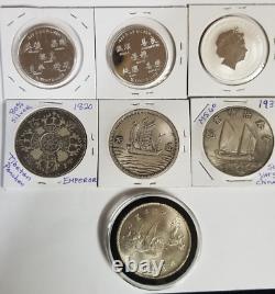 Estate Find Large Rare Chinese Antique Silver Coins Lot of 7