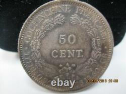 French Cochin China 50 Cent 1879a Km6 Very Rare X/f