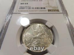 French Indo china 1937 20 Cents silver coin NGC MS 64 TOP