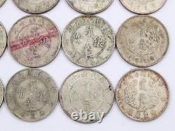 Lot of 15 Kwangtung Republic era 1912-1929 20 cent silver coins XF-AU condition