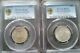 Lot of 2 1919 & 1921 China Kwangtung Silver 20 Cents PCGS-MS62