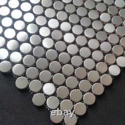 Matel Mosaic Tile Silver Kitchen Backsplash Penny Round Tiles Wall Decor 11PCS