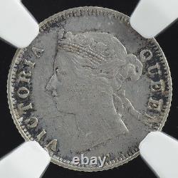 NGC 1880H China British HONG KONG UK SILVER Coin 5 Cents Five NGC LOW MINTAGE