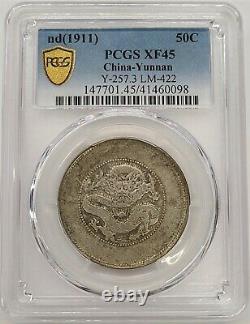 Nd(1911) China-Yunnan Province Silver Dragon 50 Cents PCGS XF45 LM 422 Y-257.3