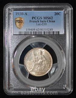 PCGS MS62 1930-A French Indo China Silver 20 Cents SKU 112