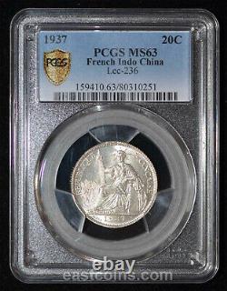 PCGS MS63 1937 French Indo China Silver 20 Cents SKU 111
