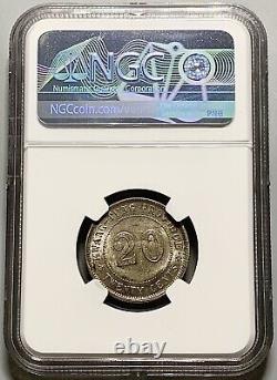 Scarce Warlord Issue 1919 (Yr 8) China Kwangtung 20 Cents Silver Coin NGC MS 63