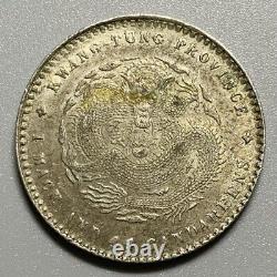 Very Nice 1909 China Empire Xuantong Kwangtung 20 Cent Dragon Silver Coin
