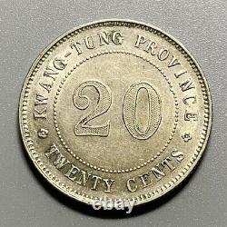 Very Nice and Scarce 1924 (Yr 13) China Republic Kwangtung 20 Cents Silver Coin