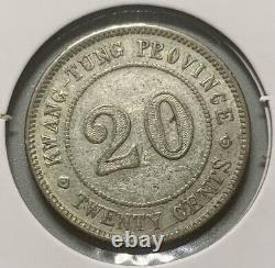 Very Rare China 1923 (Yr 12) Republic Kwangtung 20 Cent Silver Coin